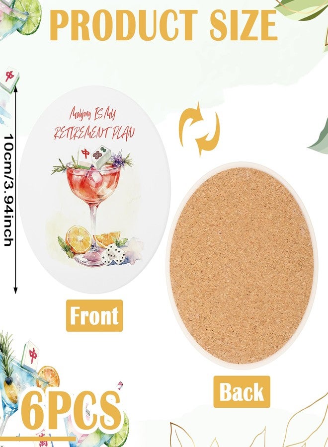 BrightRow 6 Pcs Mahjong Cocktail Coasters 4 Inches Round Ceramic Absorbent Drink Coasters Decorative Mahjong Lover Gifts for Christmas Kitchen Table Decoration for Kinds of Cups, Drink, Table Game - Image 2
